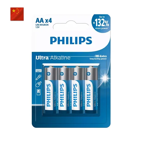 باتری قلمی فیلیپس سری اولترا آلکالاین بسته ۴ عددی